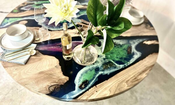 table à manger bois massif resine cano cristales jimmy artwood