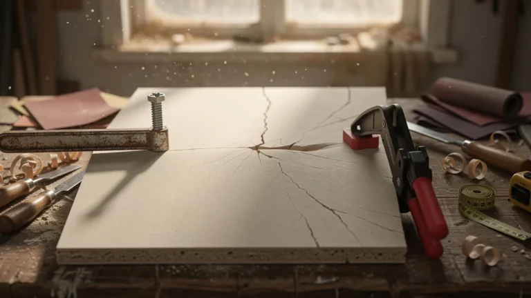 Test de deux types de serres-joints serrant trop fort sur un panneau MDF déformé